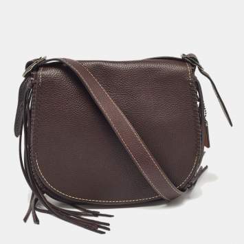 Coach Dark Brown Leather Whiplash Saddle Bag