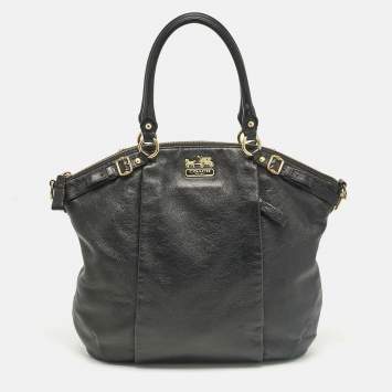 Pre Owned Coach Black Leather Sophia Madison Tote