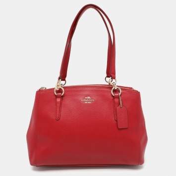 Pre Owned Coach Red Leather Christie Top Zip Satchel