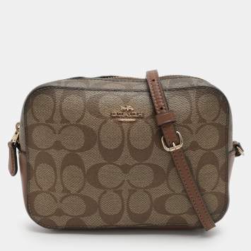 Coach Brown Signature Coated Canvas and Leather Crossbody Bag