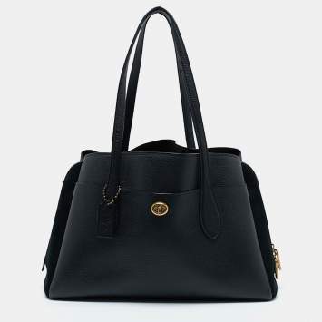 مملوكة مسبقًا Coach Black Leather and Suede Lora Carryall Satchel