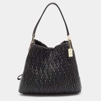 Coach Black Gathered Twist Leather Madison Phoebe Shoulder Bag
