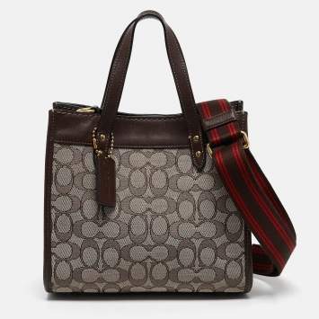 Coach Dark Brown Signature Canvas and Leather Field 22 Tote