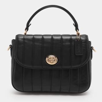Coach Black Quilted Leather Top Handle Bag