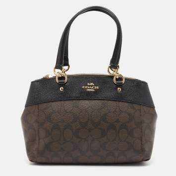 Coach Brown/Black Signature Coated Canvas Mini Brooke Carryall Satchel