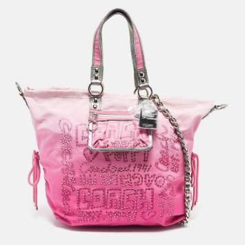 Coach Pink Ombre Nylon Crystal Embellished Poppy Zip Tote
