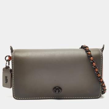 Coach Grey/Brown Leather Dinky Crossbody Bag