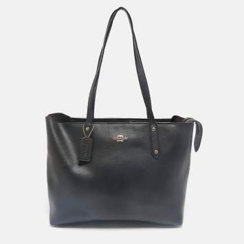 Coach Black Leather Central Zip Tote