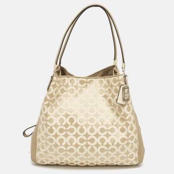 Coach Beige Signature Canvas and Leather Edie 31 Satchel