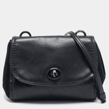 Coach Black Leather and Suede Faye Crossbody Bag