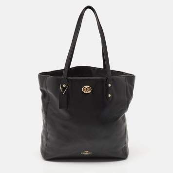 Pre Owned Coach Black Leather Town Tote
