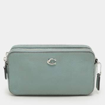 Coach Green Leather Kira Double Zip Crossbody Bag