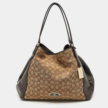 Coach Choco Brown/Beige Signature Canvas Edie Shoulder Bag