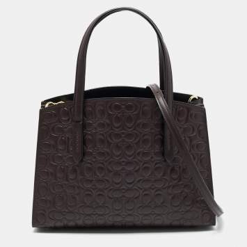 Coach Burgundy Signature Leather Charlie Carryall 28 Bag