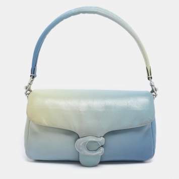 Pre Owned Coach Aqua Ombre Leather Tabby Pillow 26 Shoulder Bag