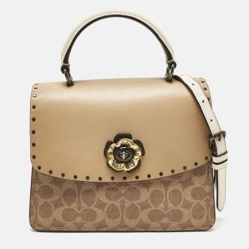 Coach Tricolor Signature Coated Canvas and Leather Parker Top Handle Bag