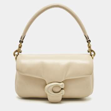 Pre Owned Coach Beige Leather Tabby Pillow 18 Shoulder Bag