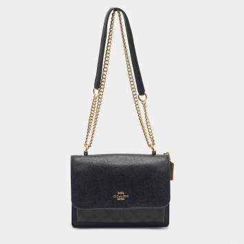 Coach Black/Brown Signature Coated Canvas and Leather Klare Crossbody Bag