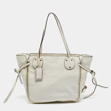 Pre Owned Coach White Leather Whiplash Tatum Tote