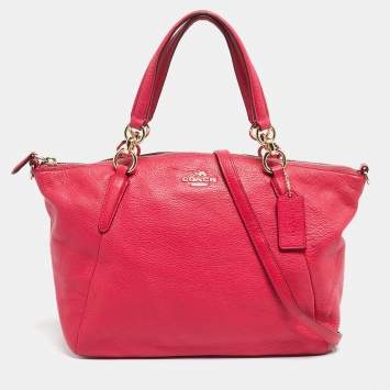 Pre Owned Coach Pink Leather Small Kelsey Satchel