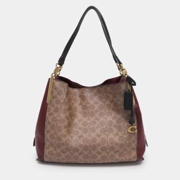 Pre Owned Coach Multicolor Coated Canvas and Leather Colorblock Dalton Shoulder Bag 