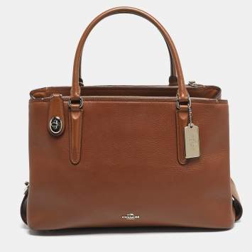 Pre Owned Coach Brown Leather Brooklyn Carryall Satchel