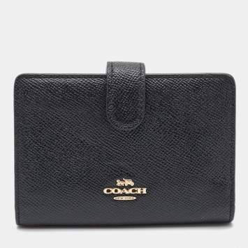 Pre Owned Coach Black Leather French Wallet