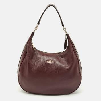 Pre Owned Coach Plum Grained Leather Harley Hobo