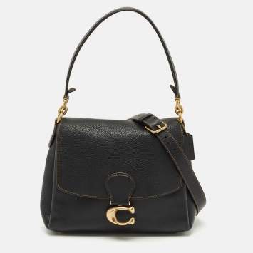Pre Owned Coach Black Grained Leather May Shoulder Bag