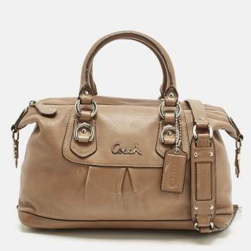 Pre Owned Coach Tan Leather Ashley Satchel