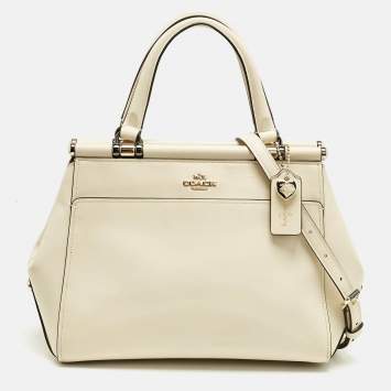 Pre Owned Coach Cream Leather Selena Grace Carryall Satchel