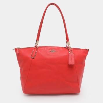 Pre Owned Coach Red Leather Kelsey Tote