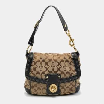 Pre Owned Coach Beige/Brown Canvas and Leather Legacy Shoulder Bag