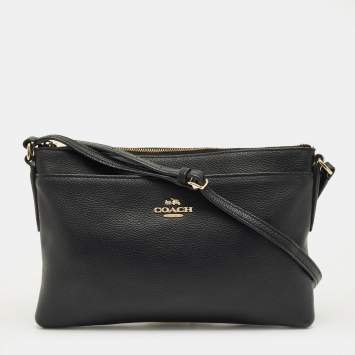 Pre Owned Coach Black Leather Journal Crossbody Bag