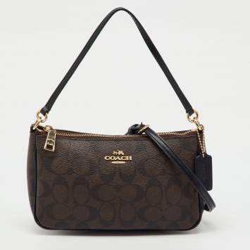 Pre Owned Coach Dark Brown/Black Signature Coated Canvas and Leather Nolita Shoulder Bag