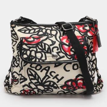 Pre Owned Coach Multicolor Graffiti Fabric Poppy Crossbody Bag