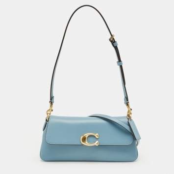 Pre Owned Coach Blue Leather Jet Shoulder Bag