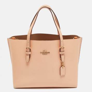 Pre Owned Coach Mollie 25 Orange Leather Tote