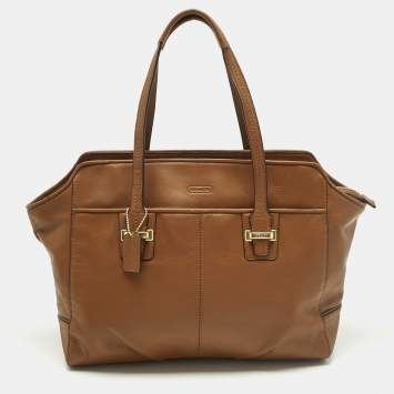 Pre Owned Coach Taylor Alexis Brown Leather Carryall Tote