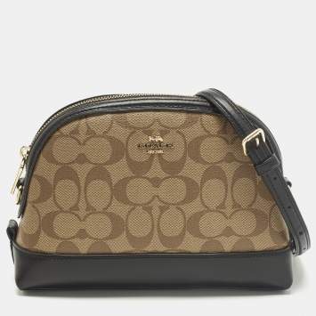 مملوكة مسبقًا Coach Dome Brown/Black Signature Coated Canvas Crossbody Bag