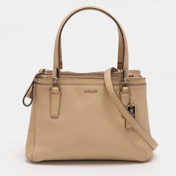 Pre Owned Coach Christie Mini Beige Leather Satchel