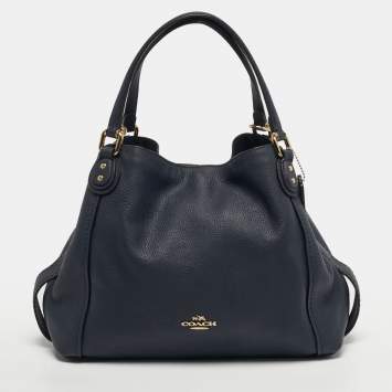 مملوكة مسبقًا Coach Edie Navy Blue Leather Shoulder Bag