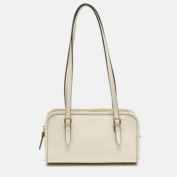 مملوكة مسبقًا حقيبة سونغ زيب كوتش مُرمَّمة جلد أبيض