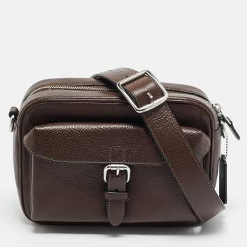 مملوكة مسبقًا Coach Warner Dark Brown Leather Crossbody Bag