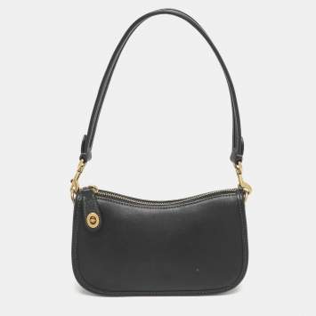 Pre Owned Coach Swinger Black Leather Shoulder Bag