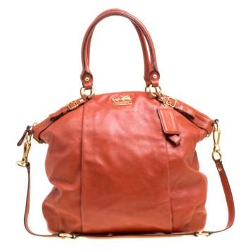 Pre Owned Coach Brown Leather Top Handle Bag