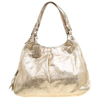 Pre Owned Coach Gold Embossed Leather Tote