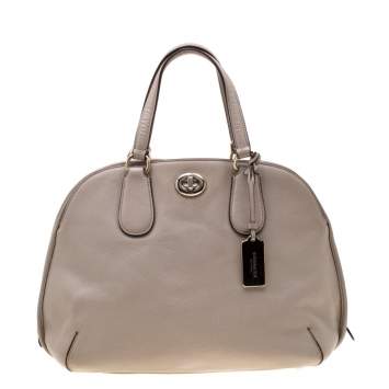 Pre Owned Coach Beige Leather Street Prince Satchel