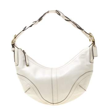 Pre Owned Coach Cream Leather Hobo