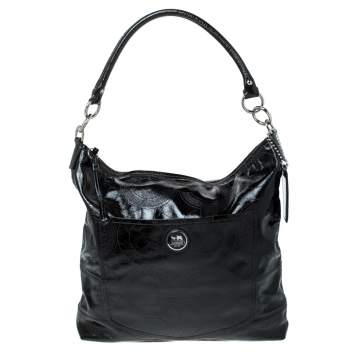 Pre Owned Coach Black Patent Leather Hobo